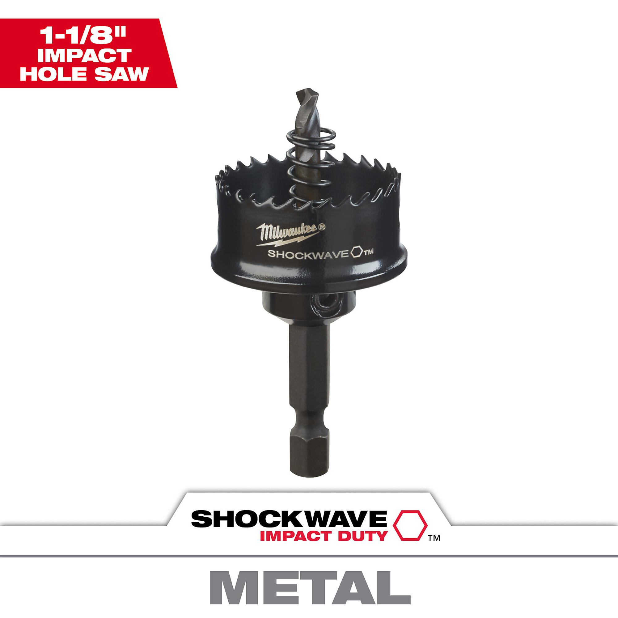 Milwaukee Shockwave Impact Duty Hole Saw, 1 1/8in. Size, Model# 49-56-9820